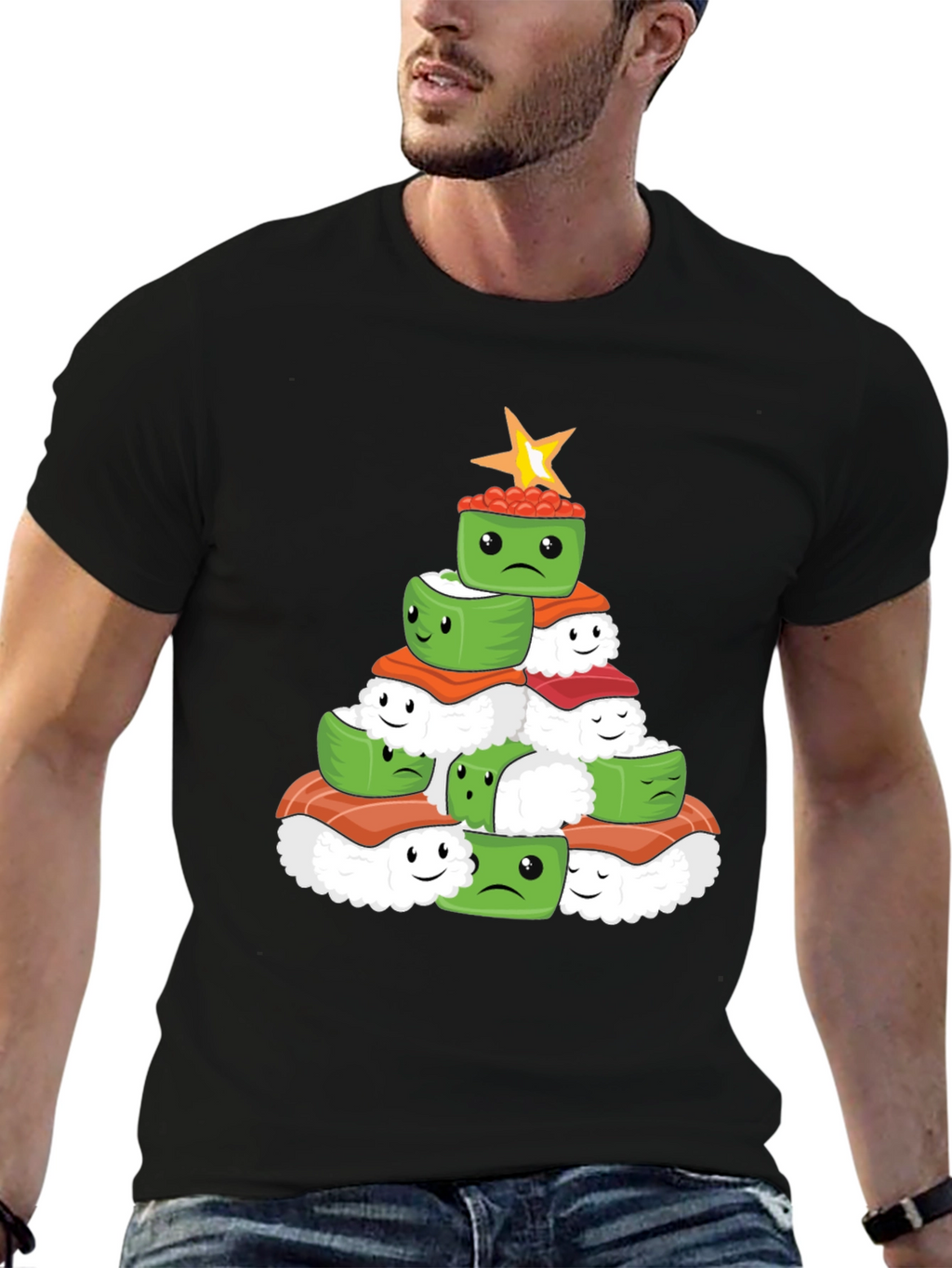 Sushi Christmas Tree Graphic Tee - Holiday Apparel