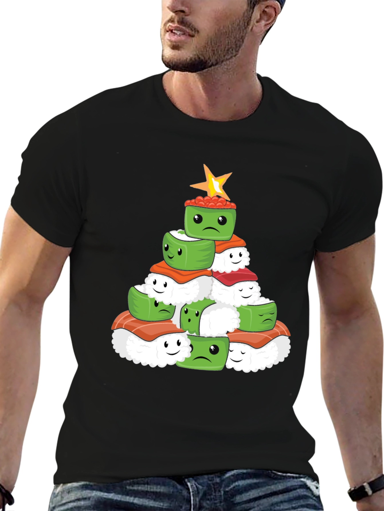 Sushi Christmas Tree Graphic Tee - Holiday Apparel
