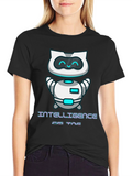Intelligent Cat Bot Graphic T-Shirt