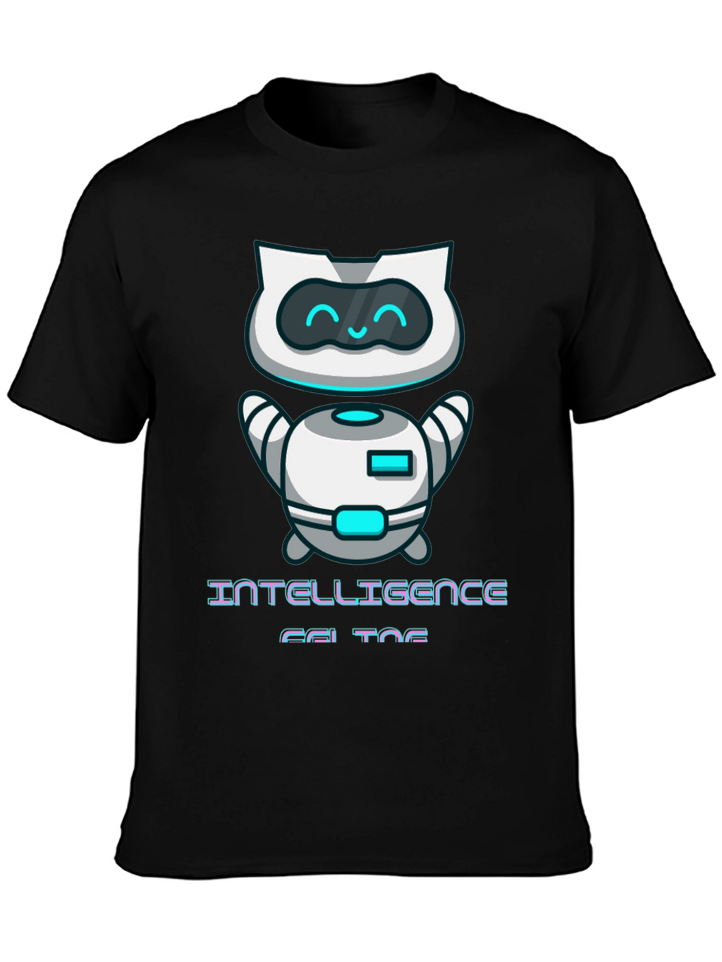 Intelligent Cat Bot Graphic T-Shirt