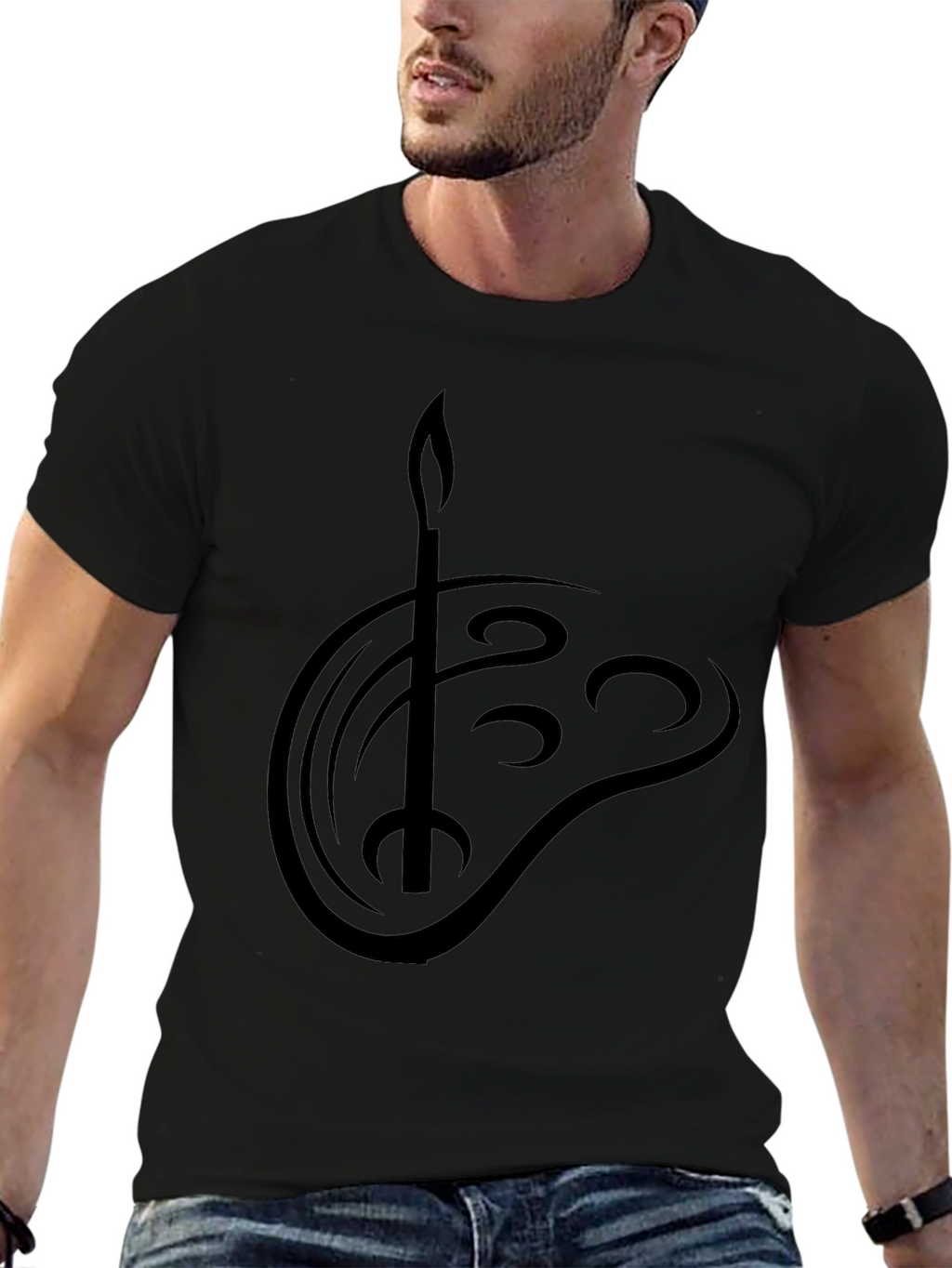 Black T-Shirt with Artist Palette Graphic Tee