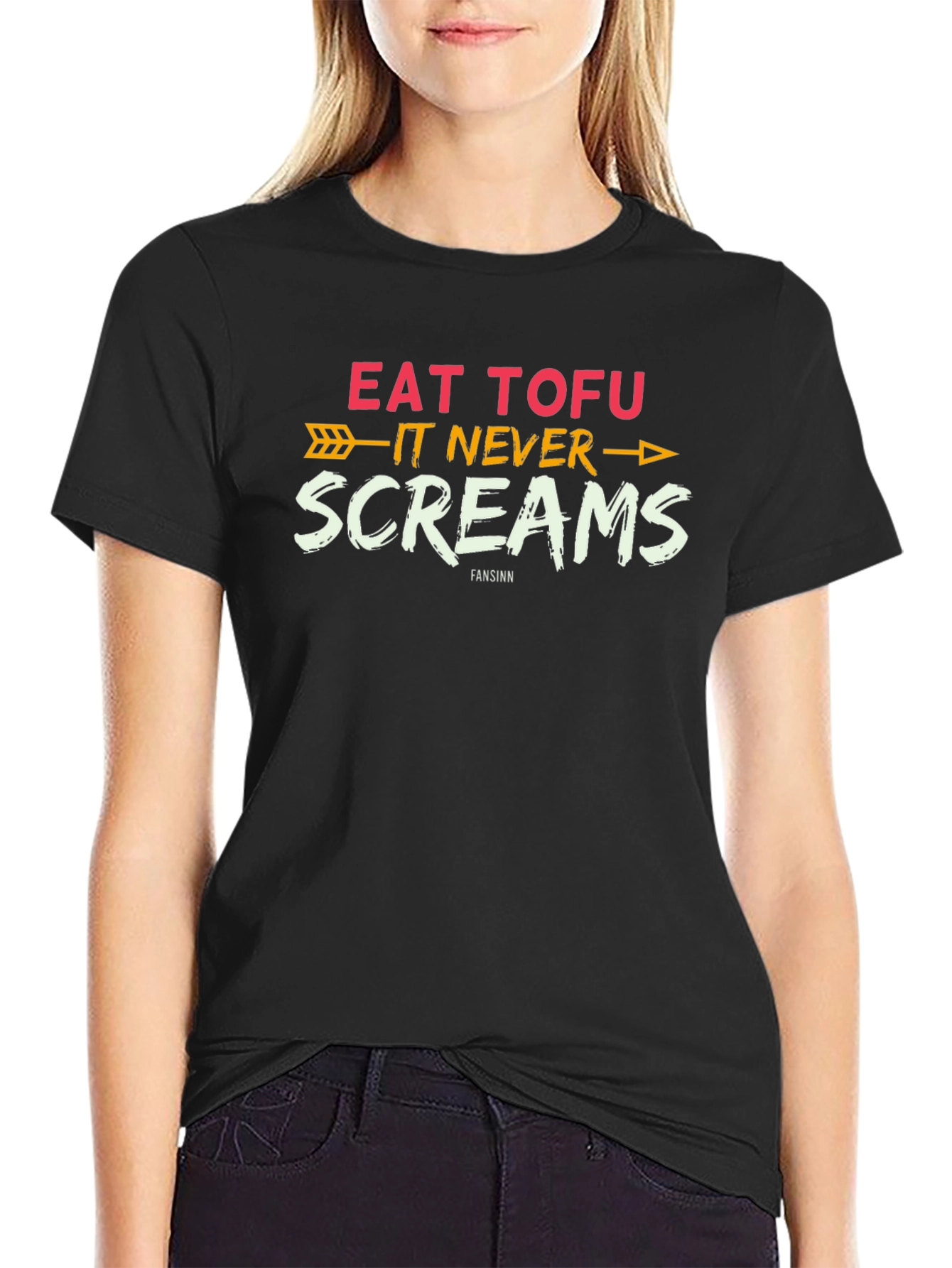 Eat Tofu - It Never Screams Black T-Shirt