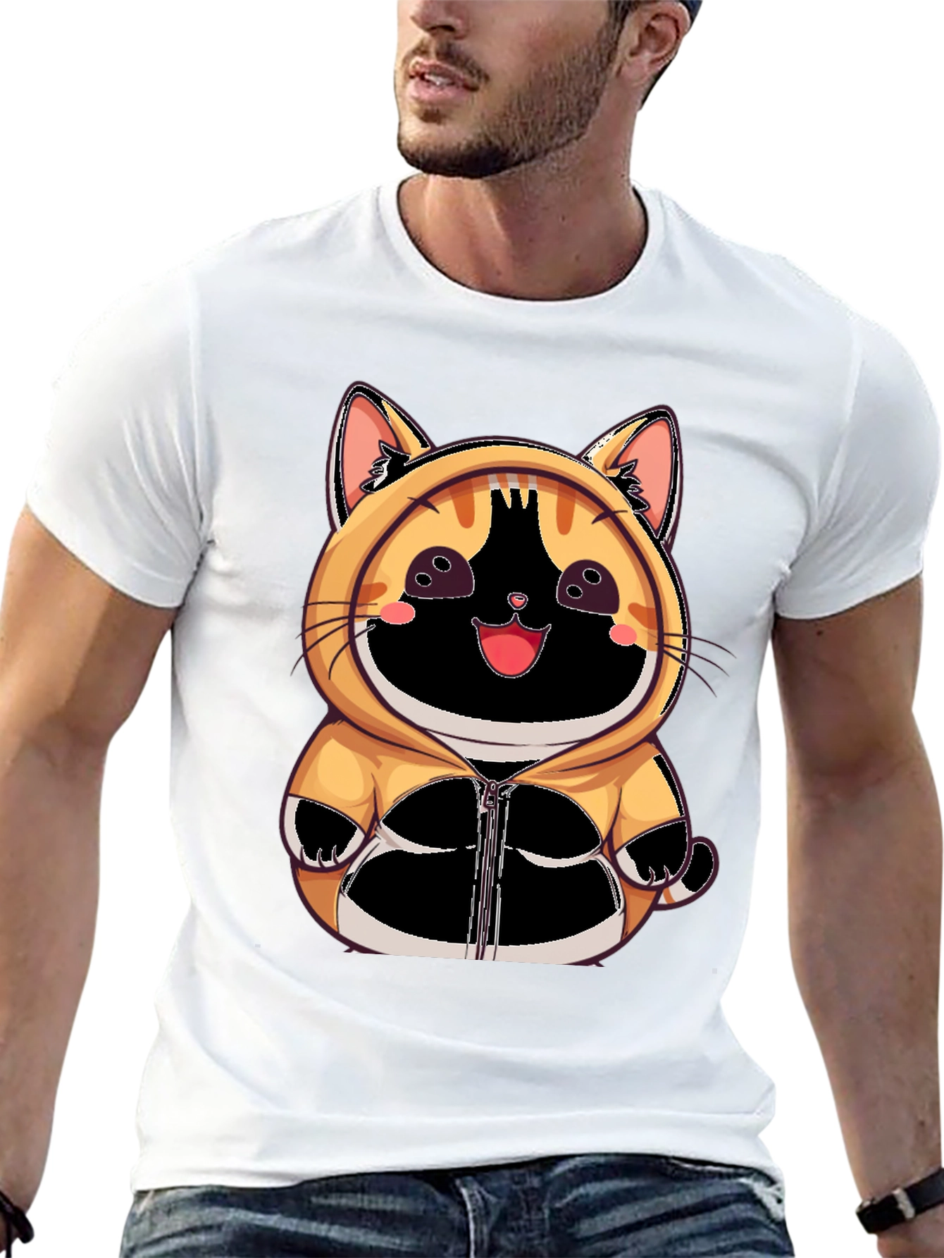 Cute Anime Cat Hoodie T-Shirt