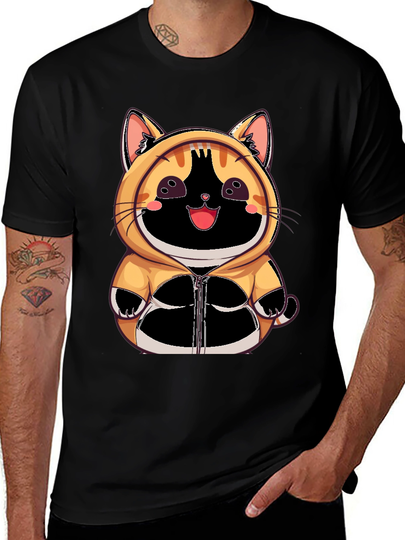 Cute Anime Cat Hoodie T-Shirt