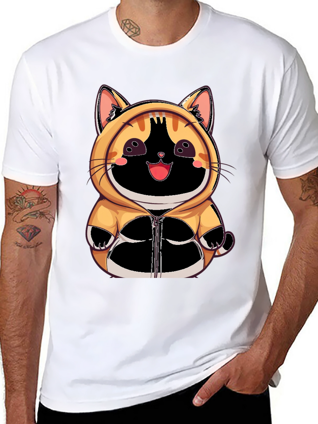 Cute Anime Cat Hoodie T-Shirt