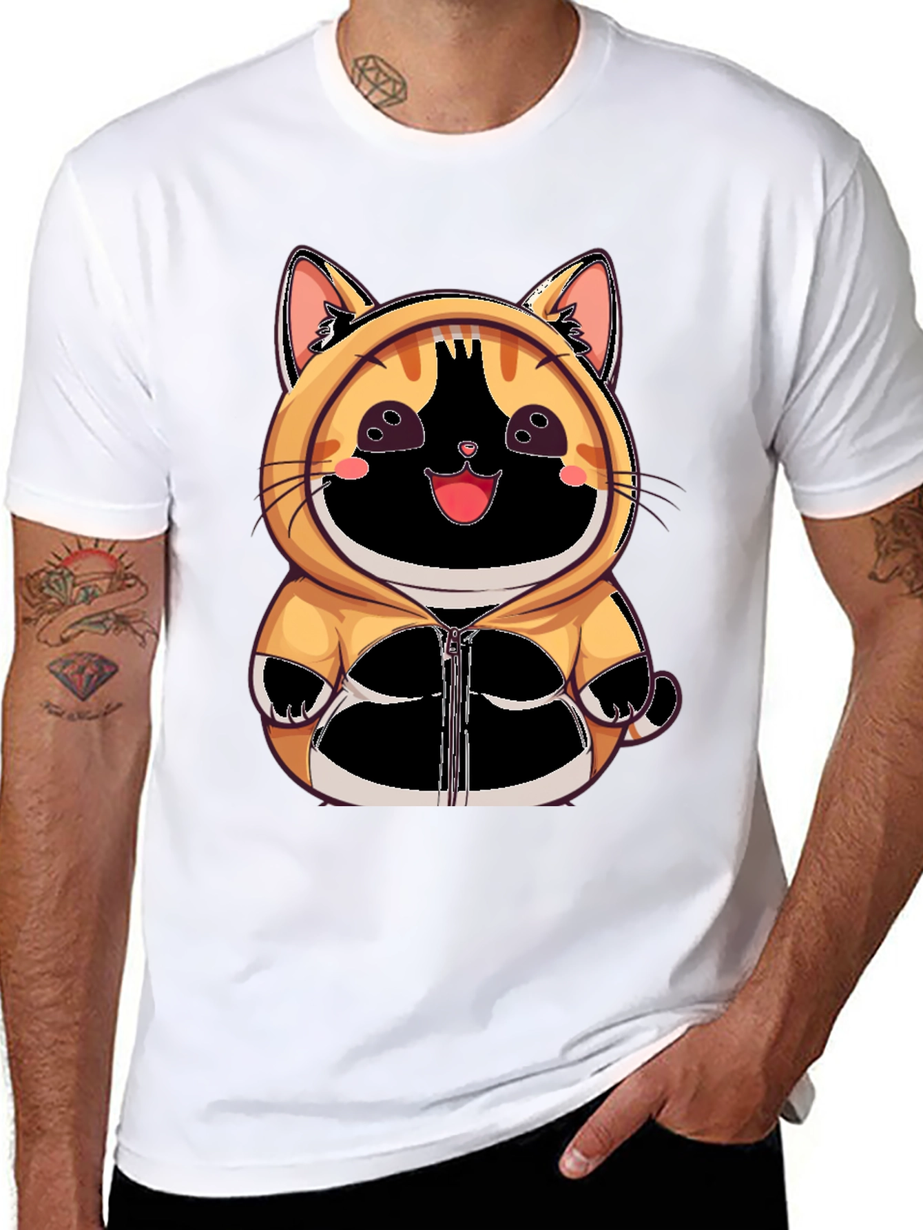 Cute Anime Cat Hoodie T-Shirt