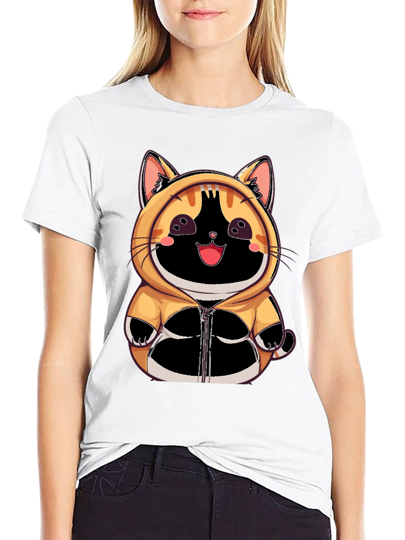 Cute Anime Cat Hoodie T-Shirt