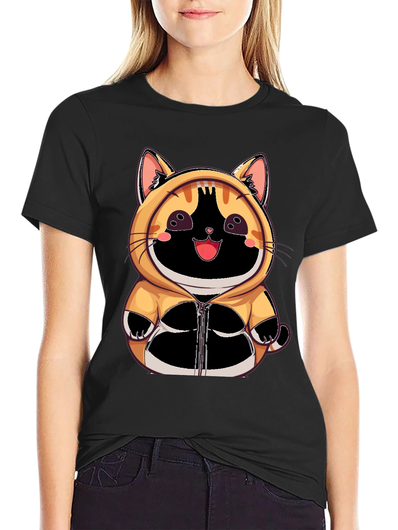 Cute Anime Cat Hoodie T-Shirt