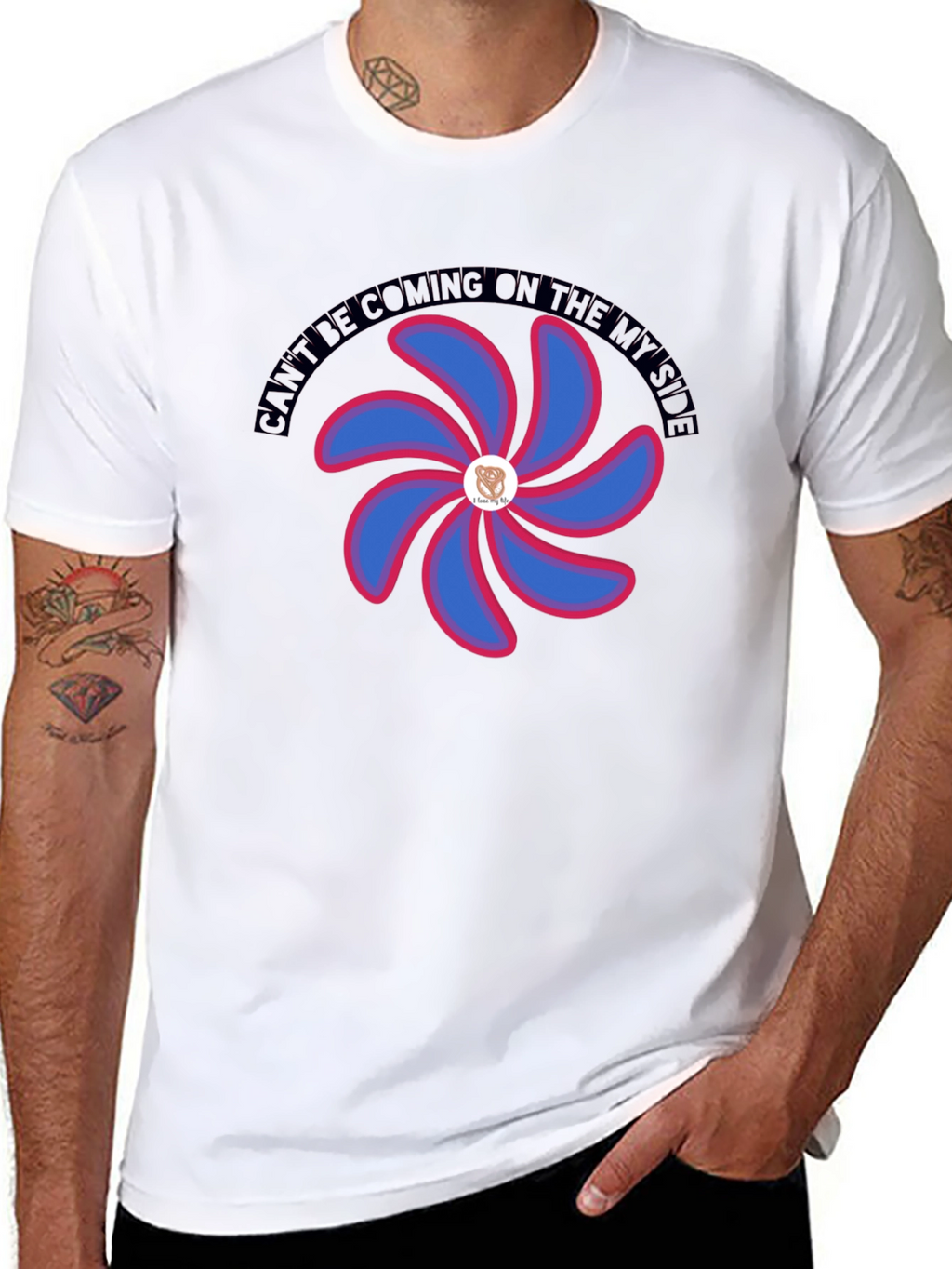 Graphic T-Shirt with Floral Pinwheel Design