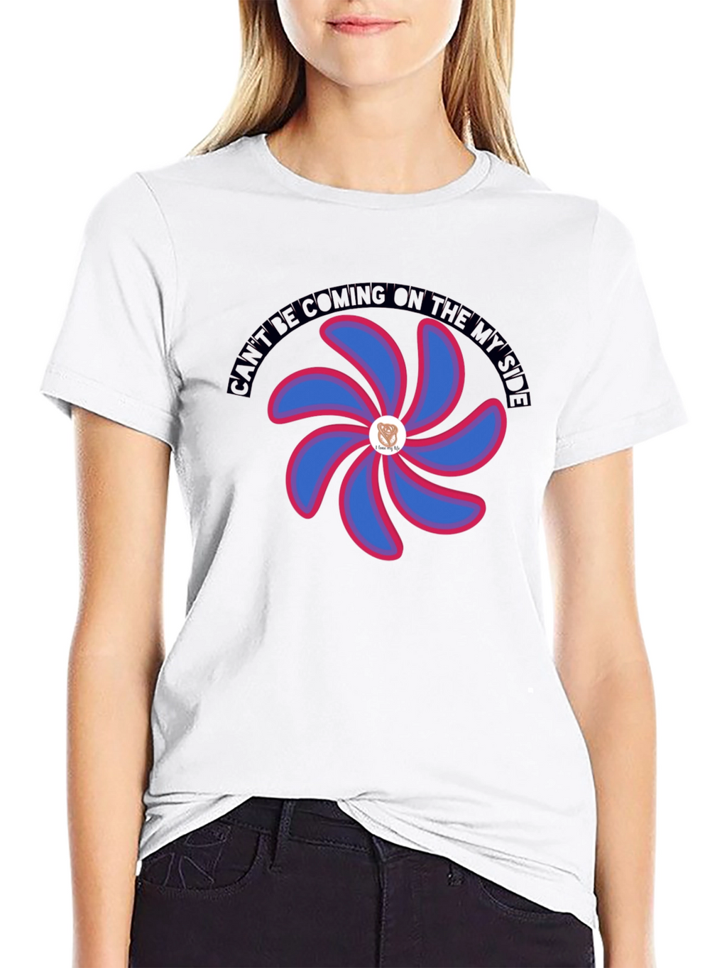Graphic T-Shirt with Floral Pinwheel Design