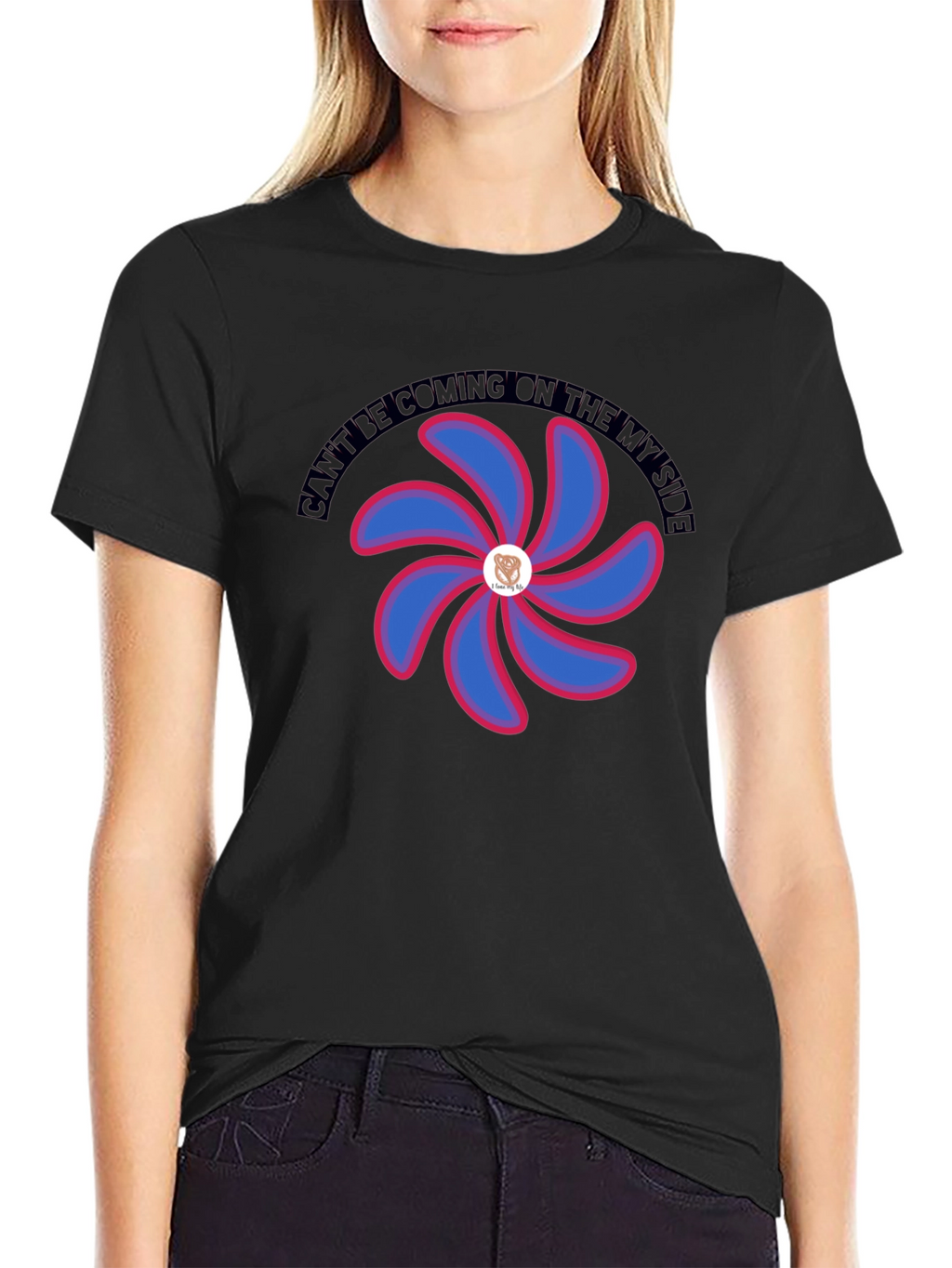 Graphic T-Shirt with Floral Pinwheel Design