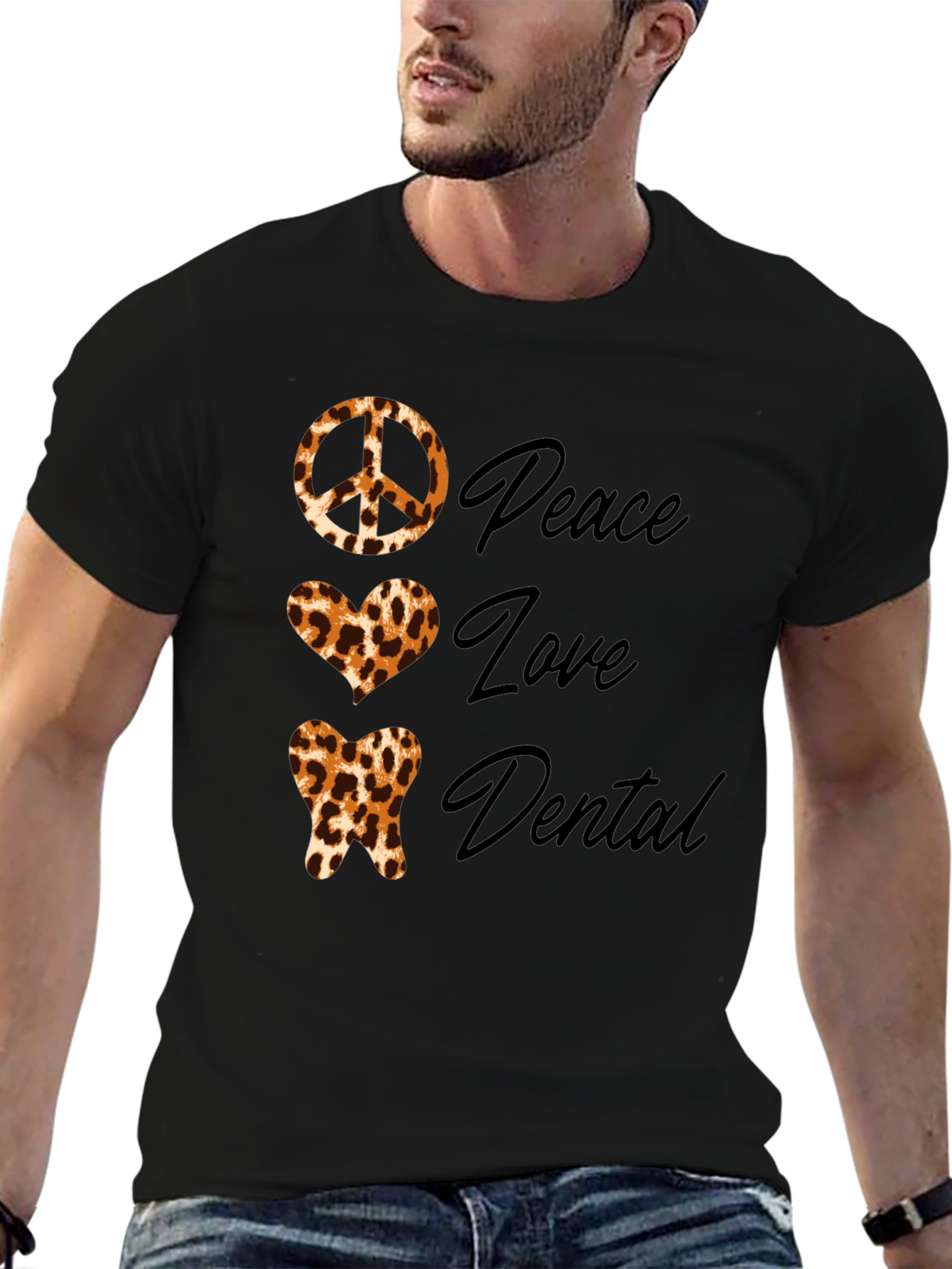 Peace Love Dental Leopard Print T-Shirt