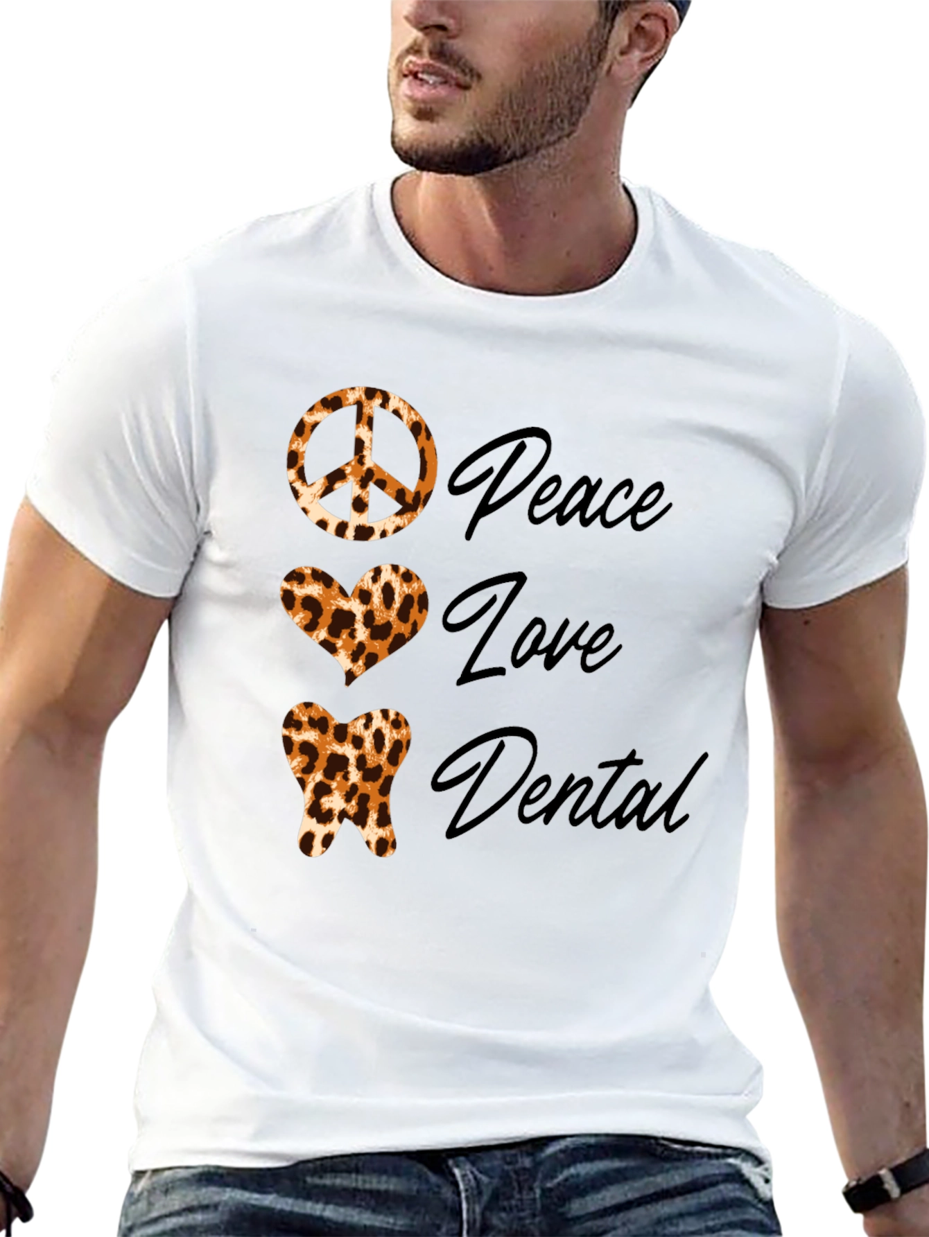 Peace Love Dental Leopard Print T-Shirt