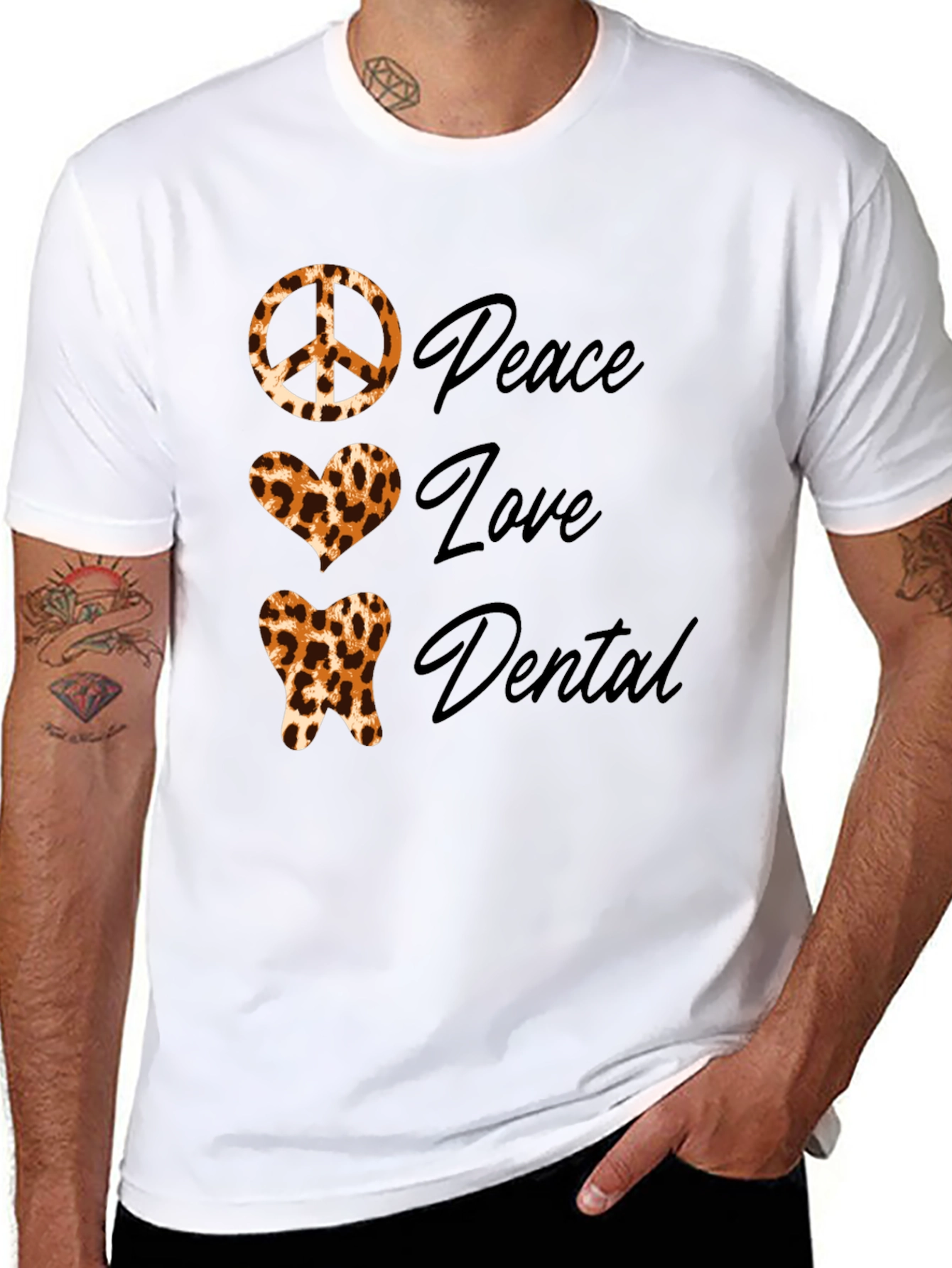 Peace Love Dental Leopard Print T-Shirt