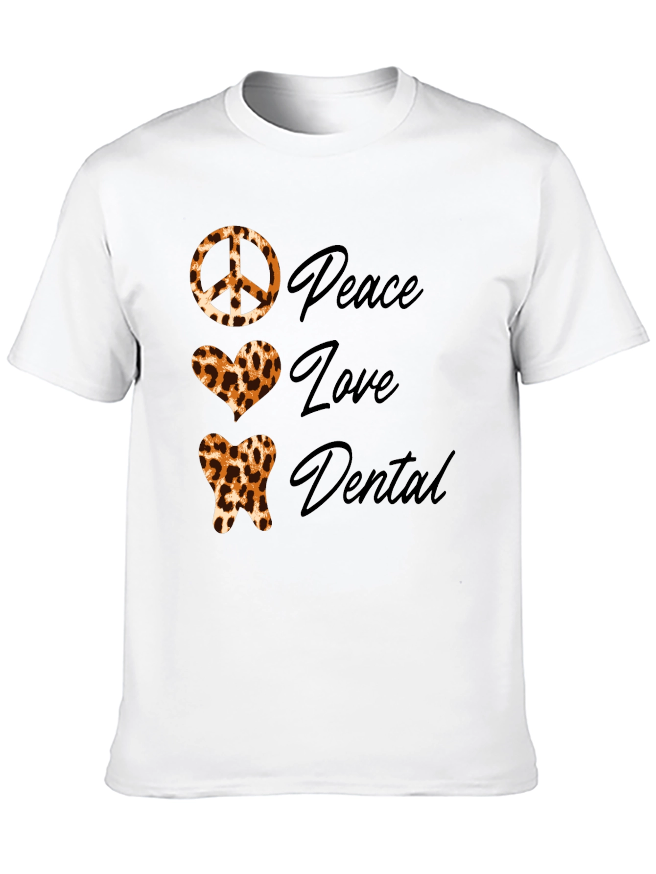 Peace Love Dental Leopard Print T-Shirt