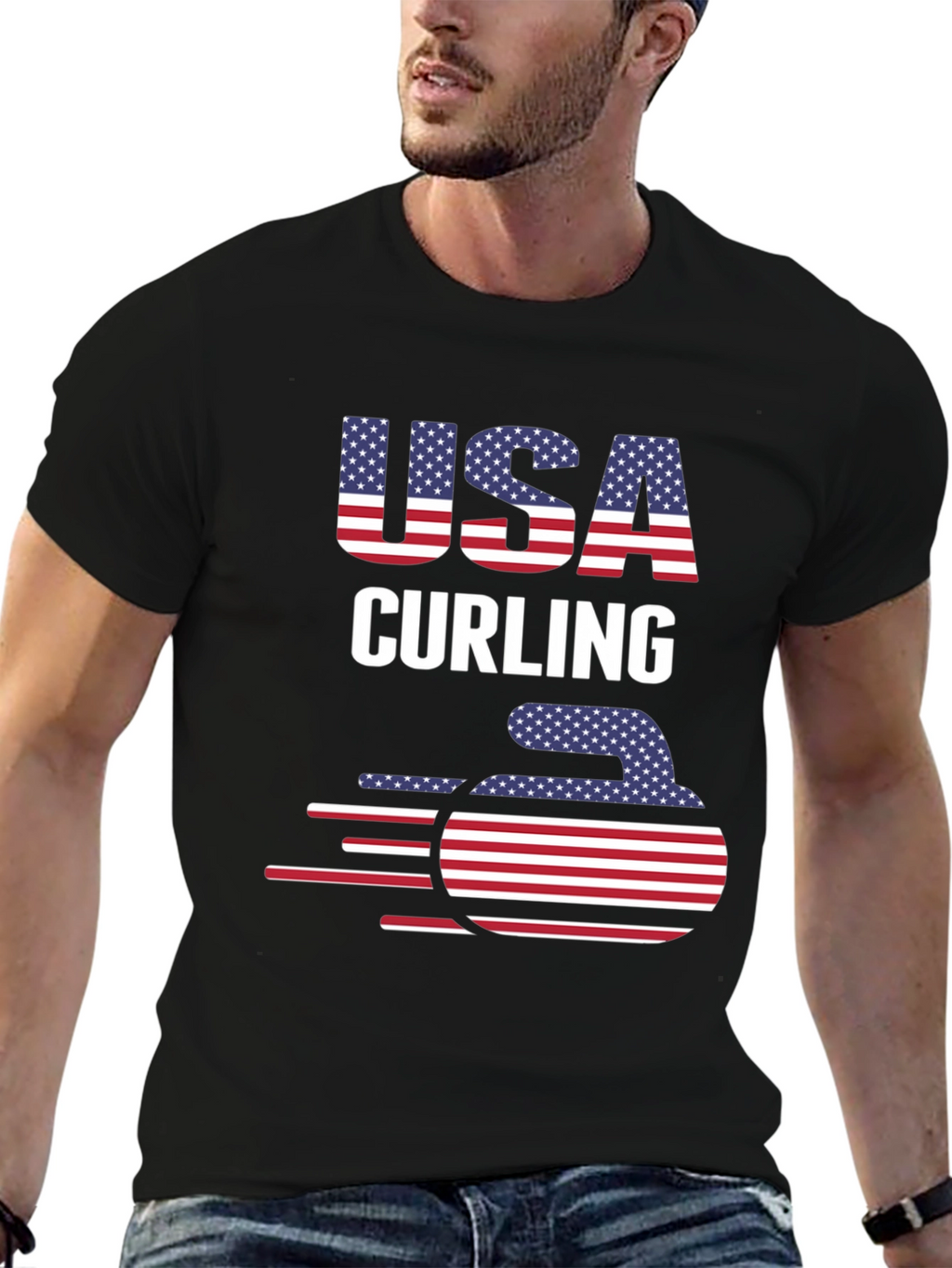 USA Curling Patriotic T-Shirt