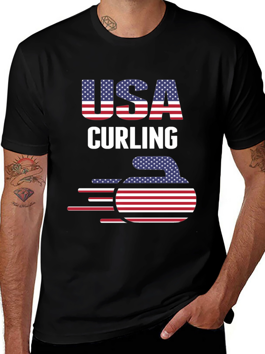 USA Curling Patriotic T-Shirt