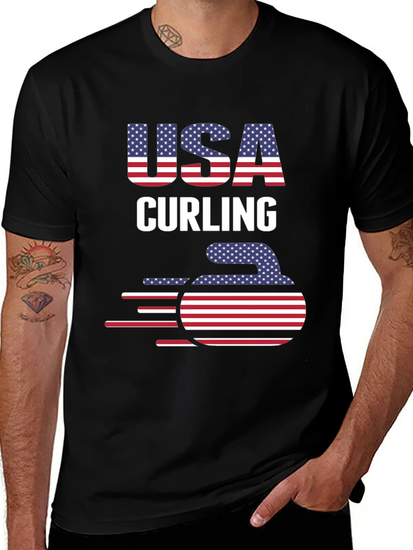 USA Curling Patriotic T-Shirt