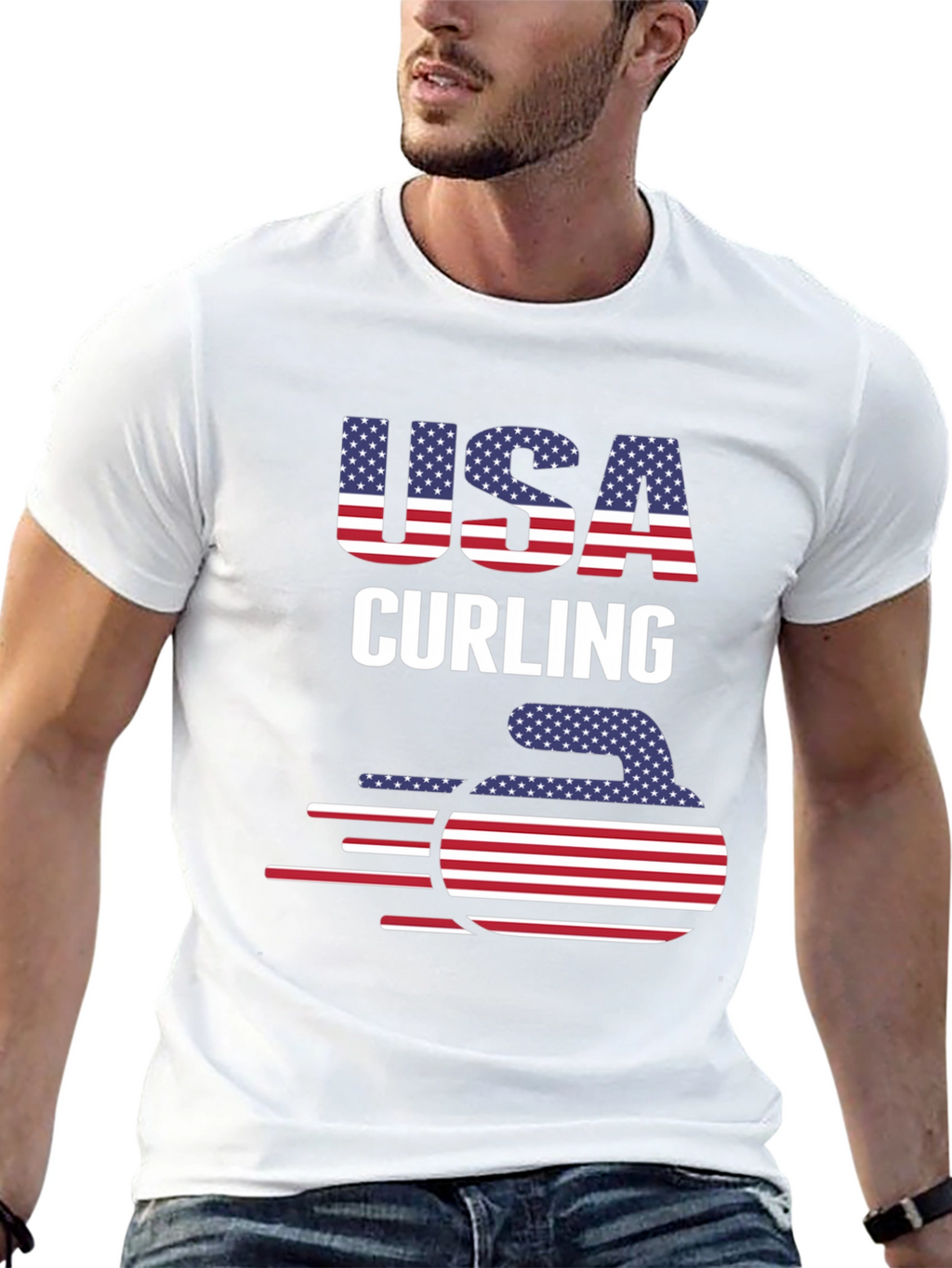 USA Curling Patriotic T-Shirt