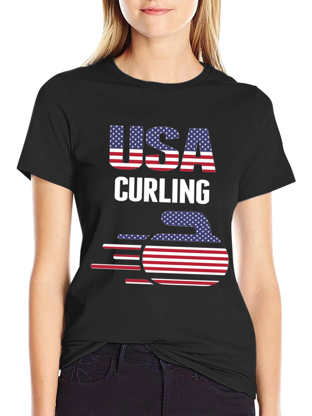 USA Curling Patriotic T-Shirt