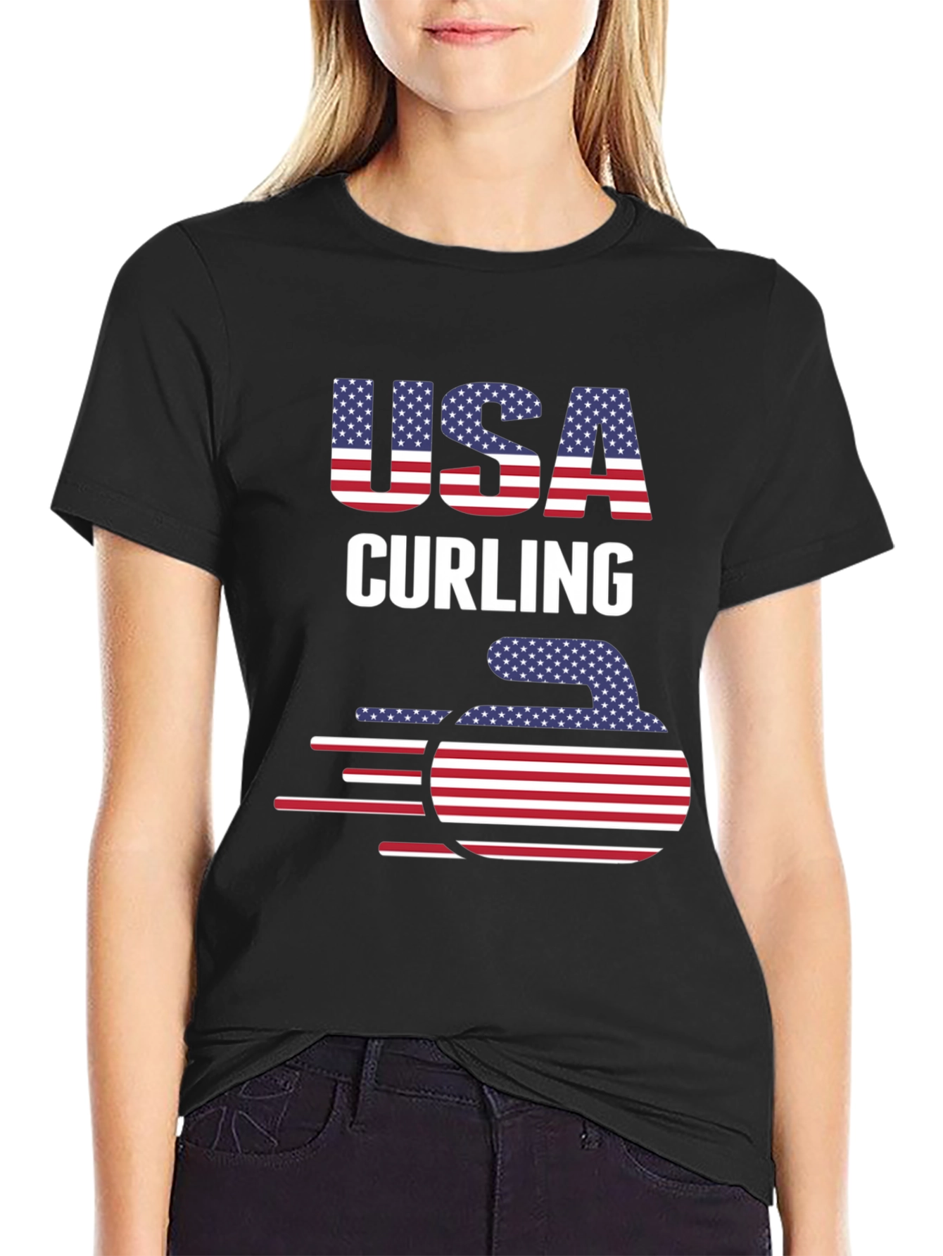 USA Curling Patriotic T-Shirt