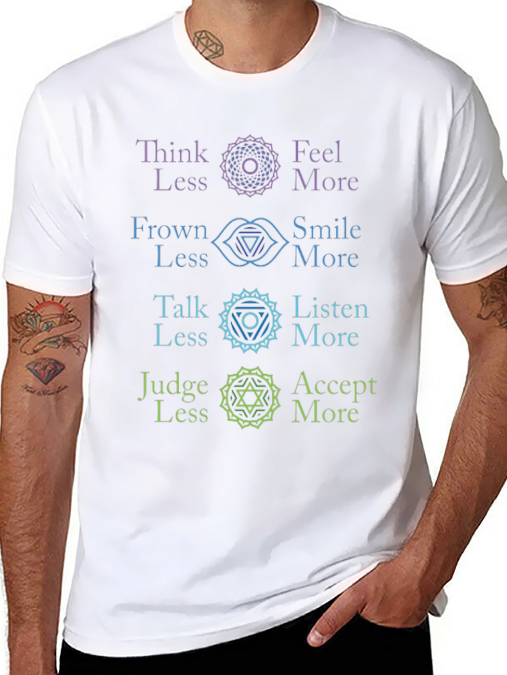 Chakra Alignment T-Shirt: Think Feel Talk Judge