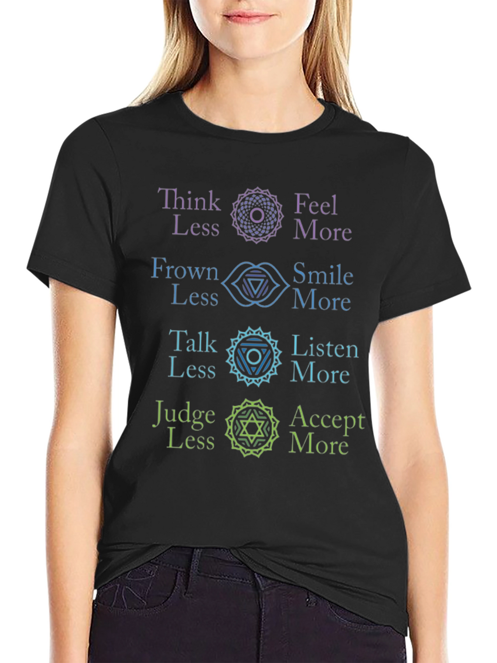 Chakra Alignment T-Shirt: Think Feel Talk Judge