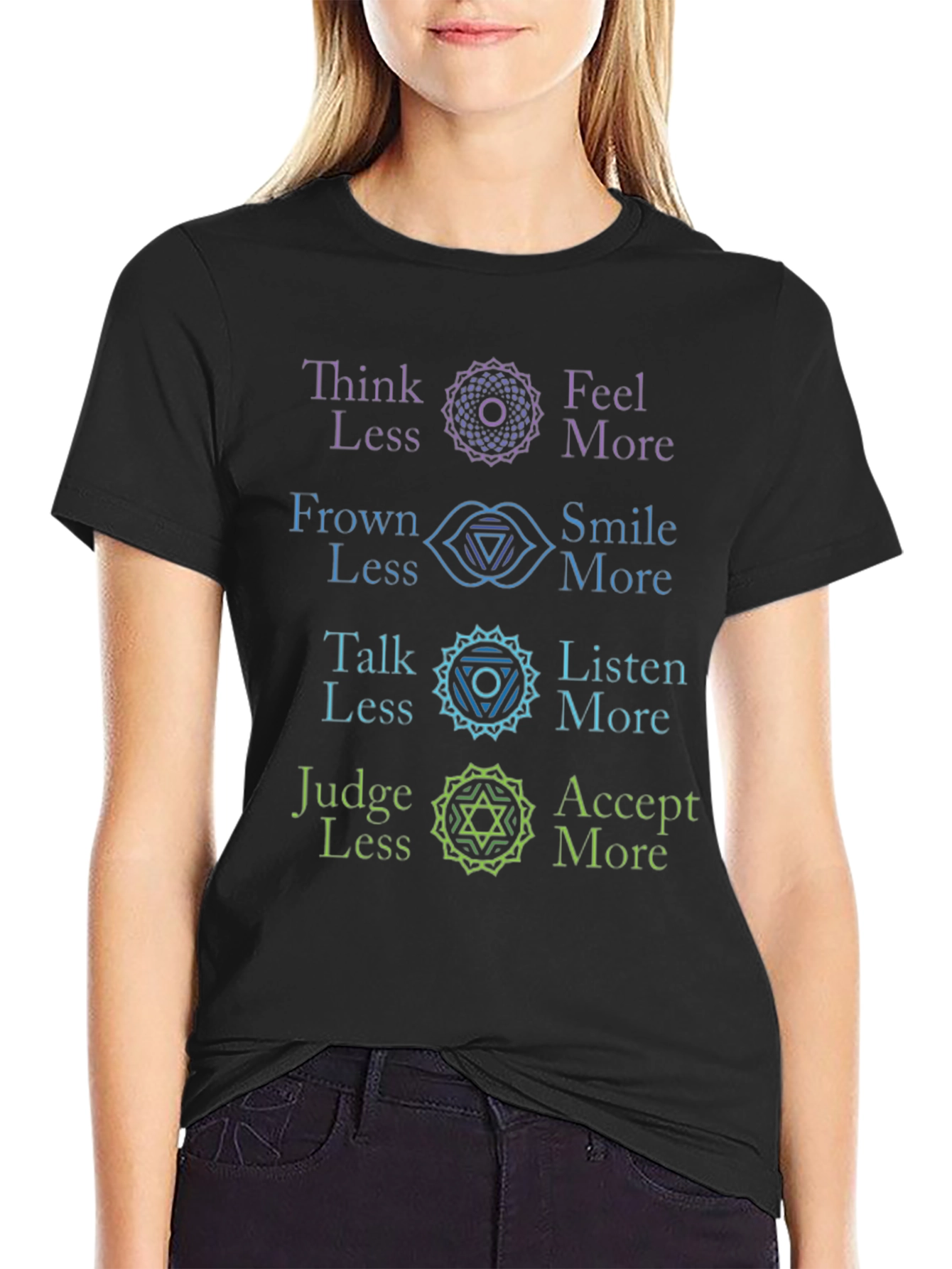 Chakra Alignment T-Shirt: Think Feel Talk Judge