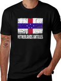 Netherlands Antilles Flag Distressed T-Shirt