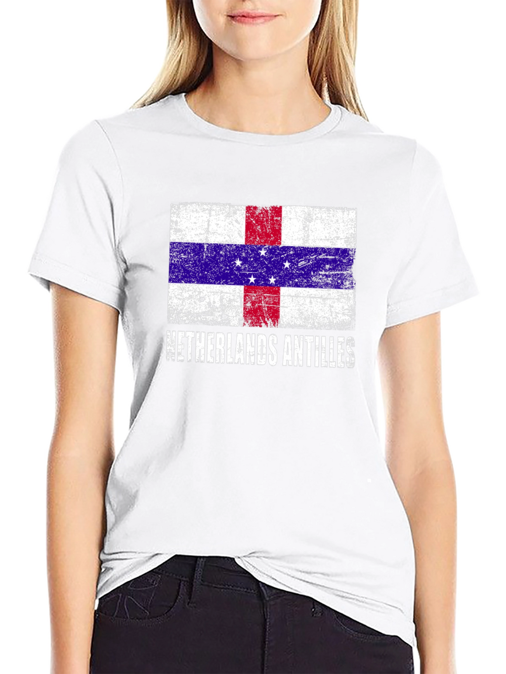 Netherlands Antilles Flag Distressed T-Shirt