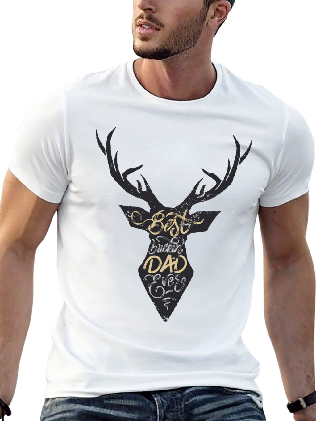 Best Buckin Dad Ever Black Tee