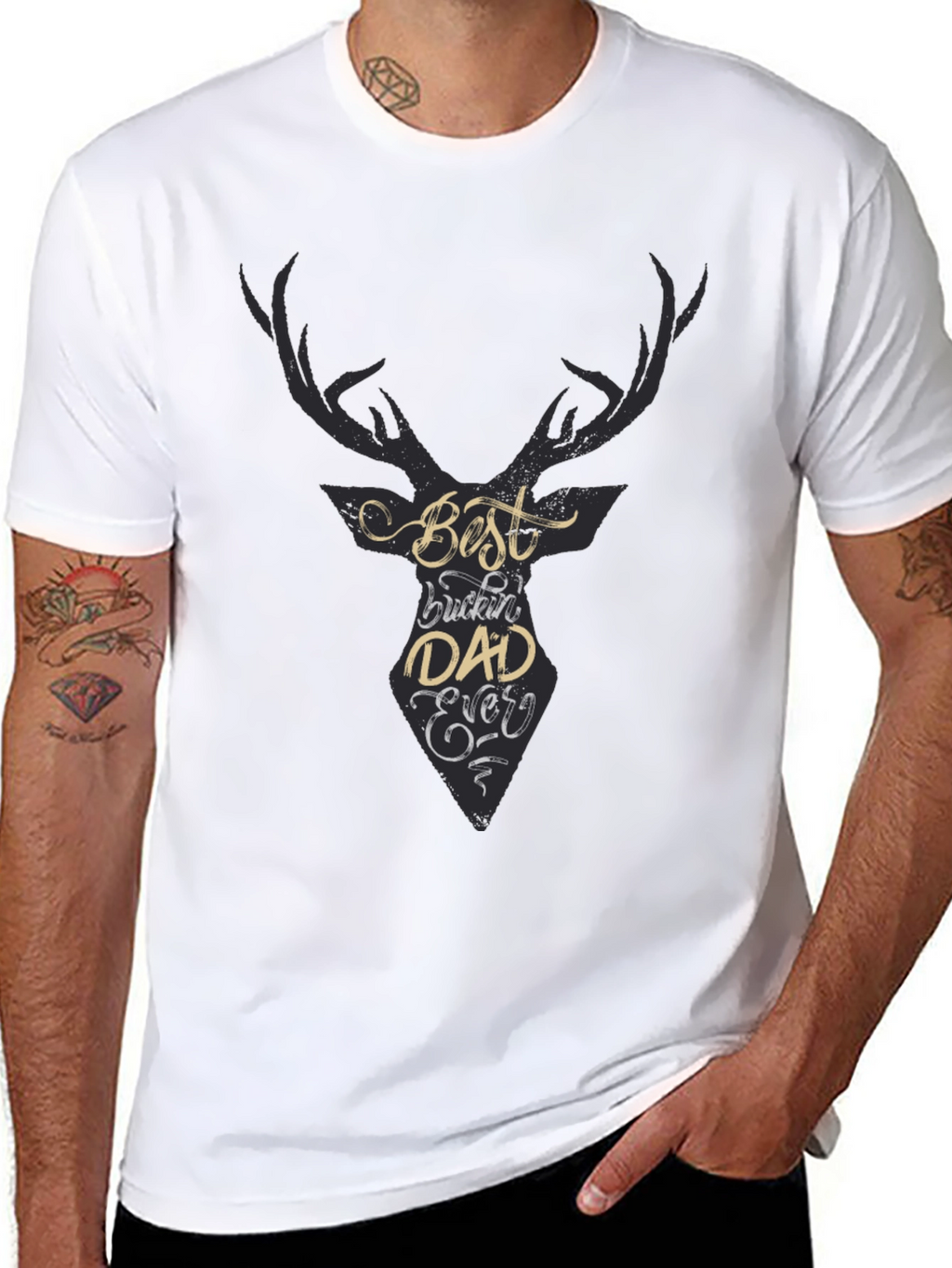 Best Buckin Dad Ever Black Tee