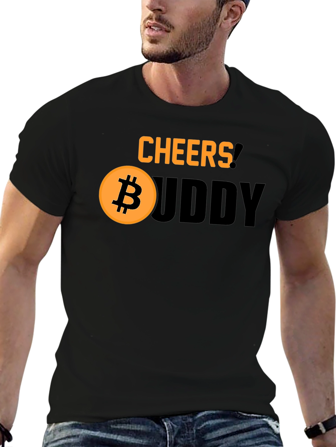 Cheers Buddy Bitcoin Graphic Tee - Black Cotton Shirt