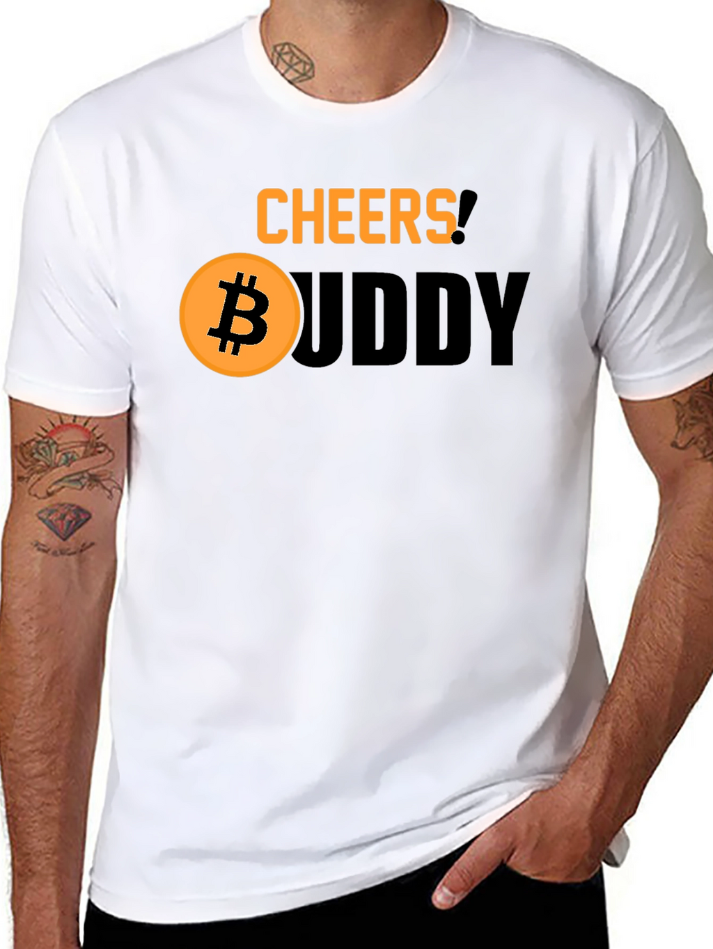 Cheers Buddy Bitcoin Graphic Tee - Black Cotton Shirt