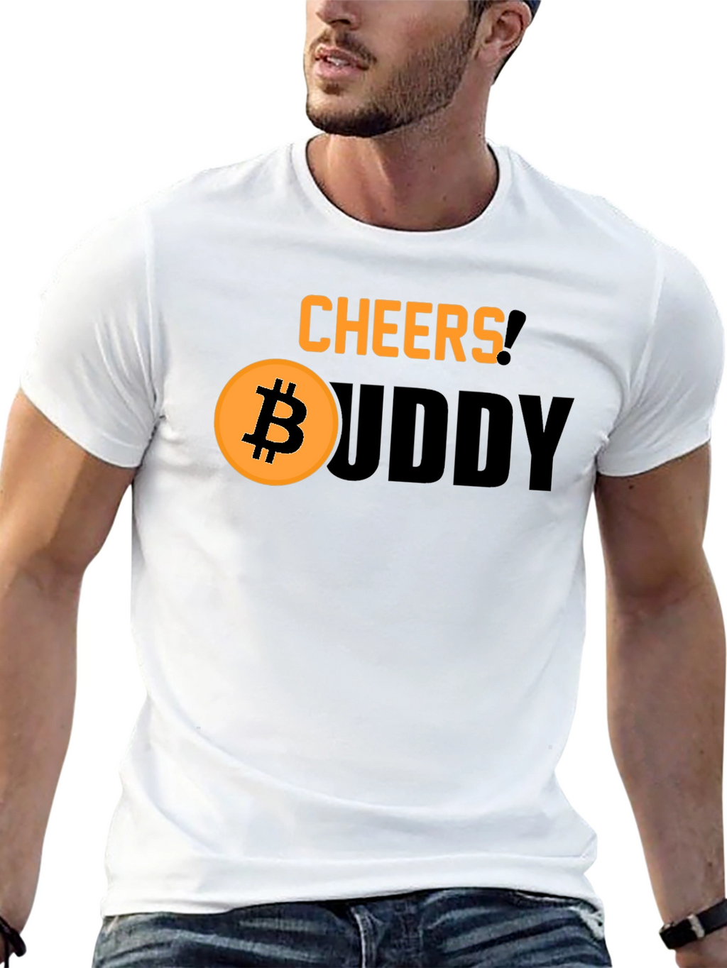 Cheers Buddy Bitcoin Graphic Tee - Black Cotton Shirt