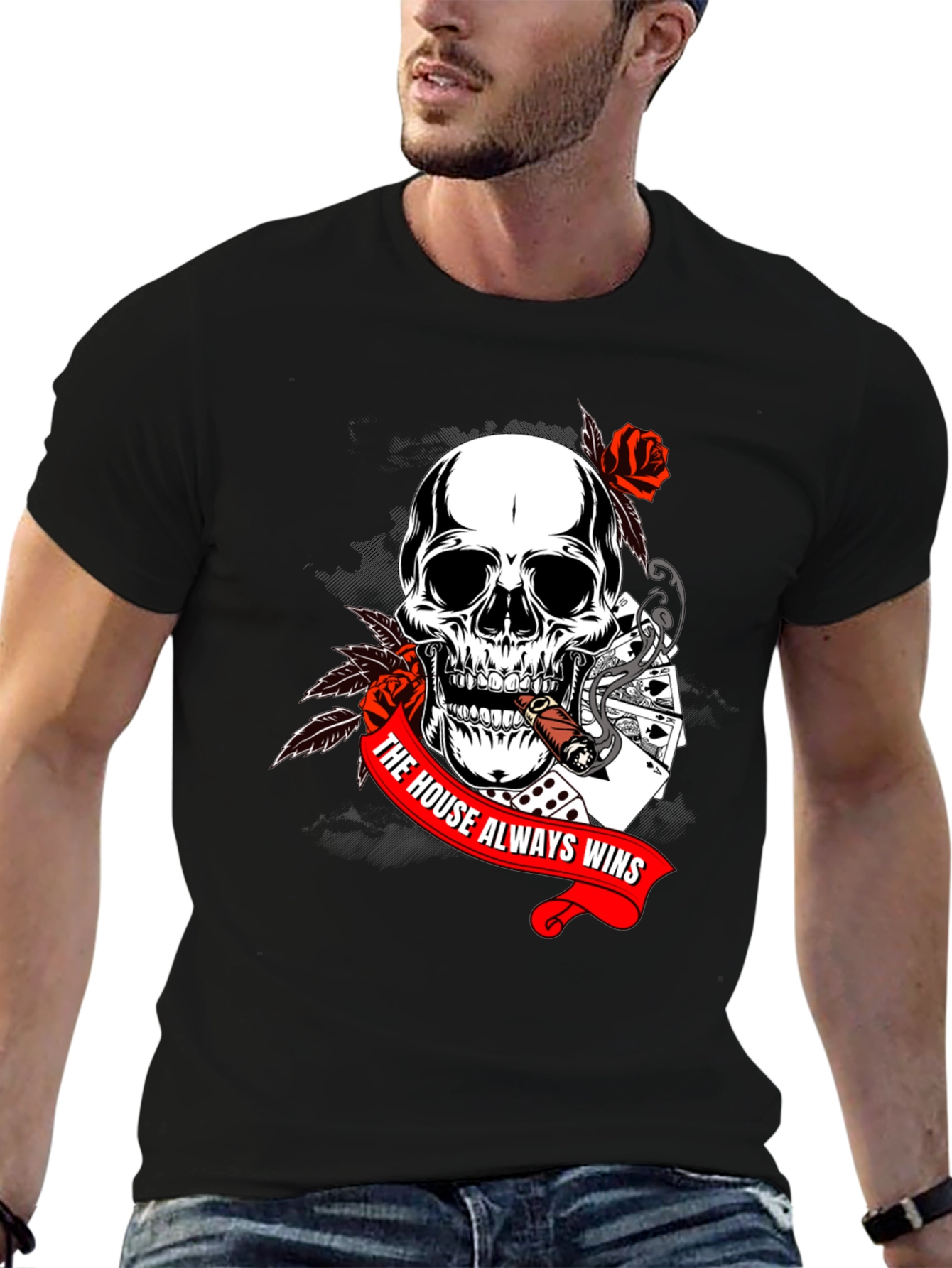 Skull & Cards T-Shirt - The House Always Wins