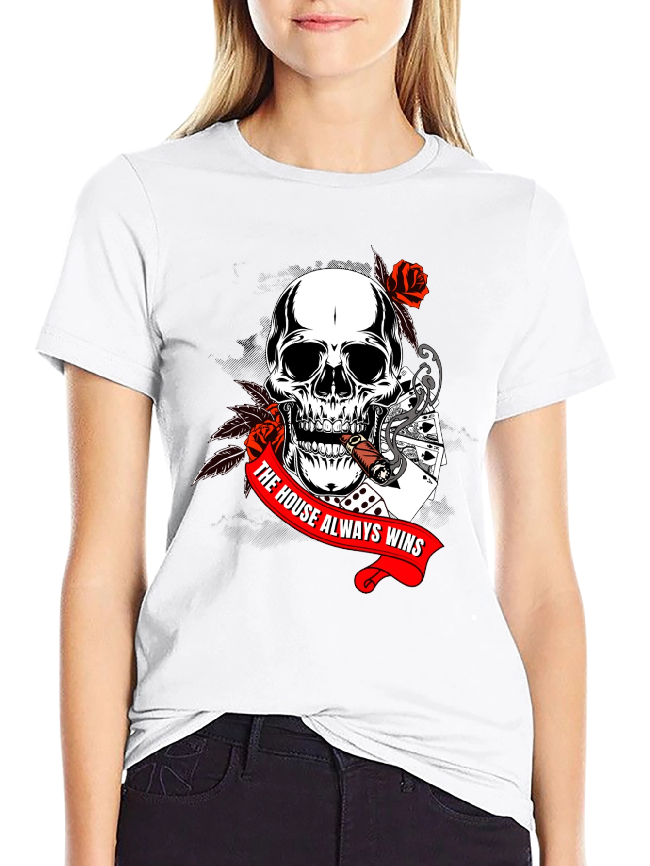 Skull & Cards T-Shirt - The House Always Wins