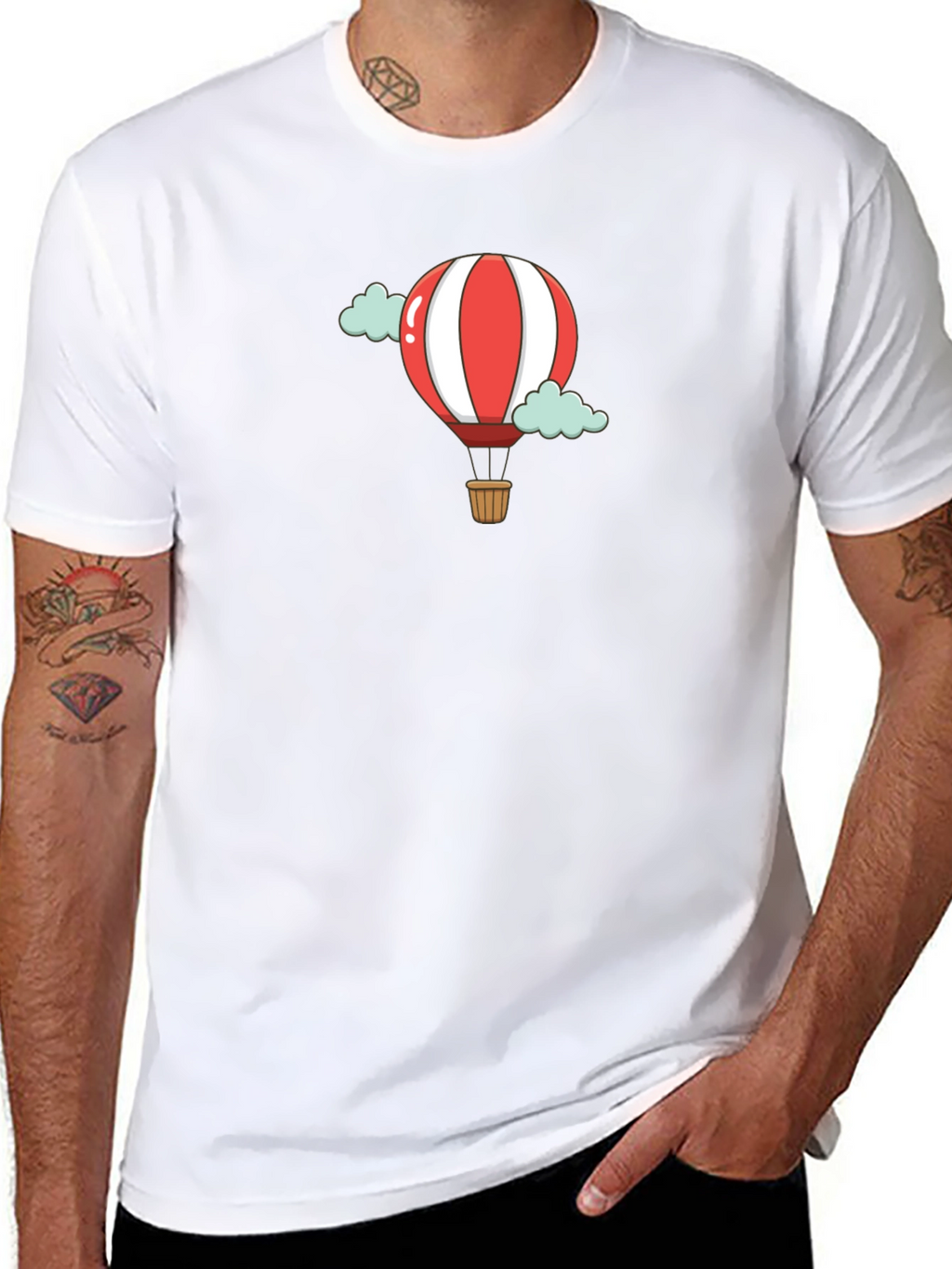 Cartoon Hot Air Balloon Black T-Shirt