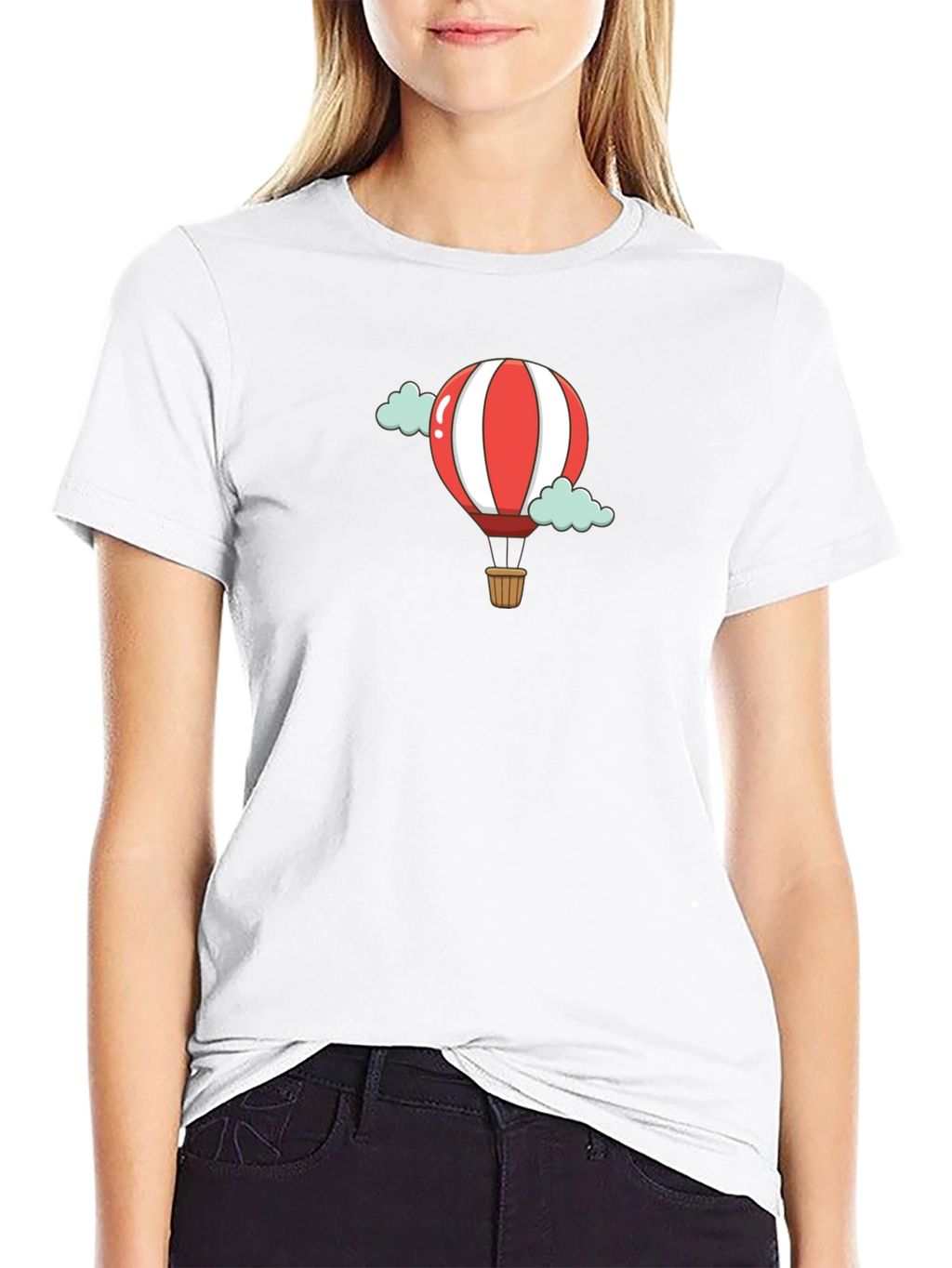 Cartoon Hot Air Balloon Black T-Shirt