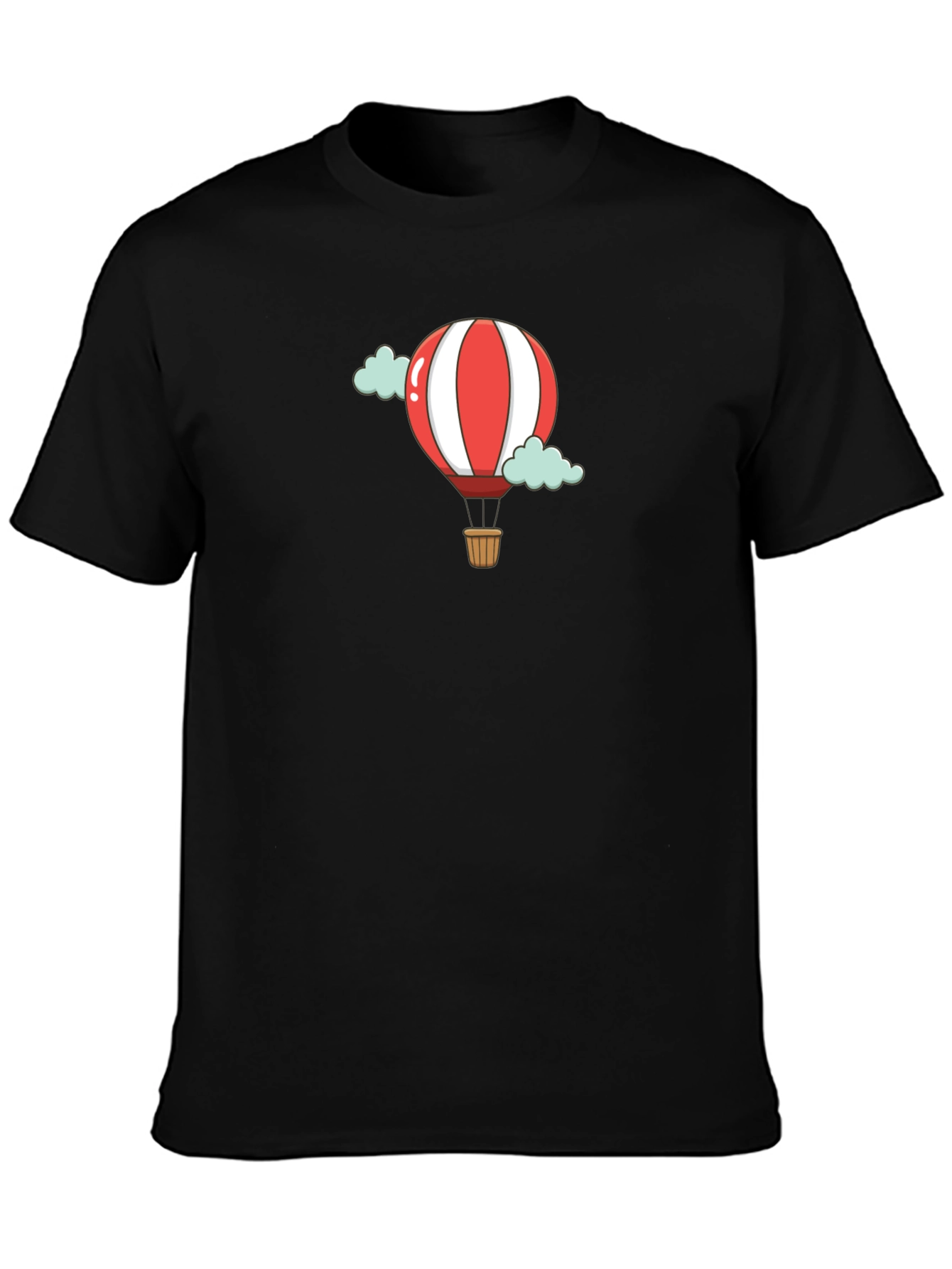 Cartoon Hot Air Balloon Black T-Shirt