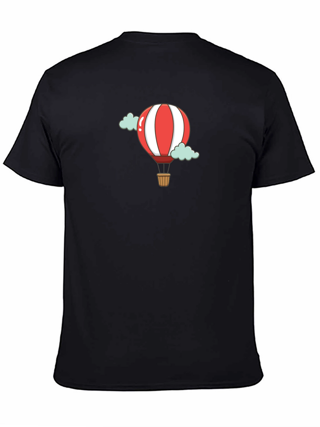 Cartoon Hot Air Balloon Black T-Shirt