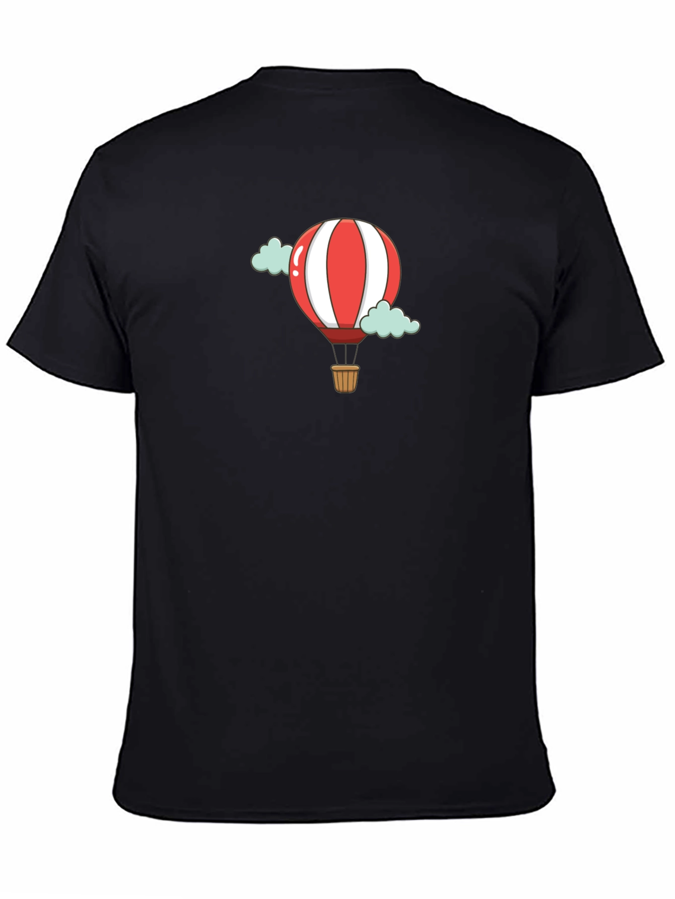 Cartoon Hot Air Balloon Black T-Shirt
