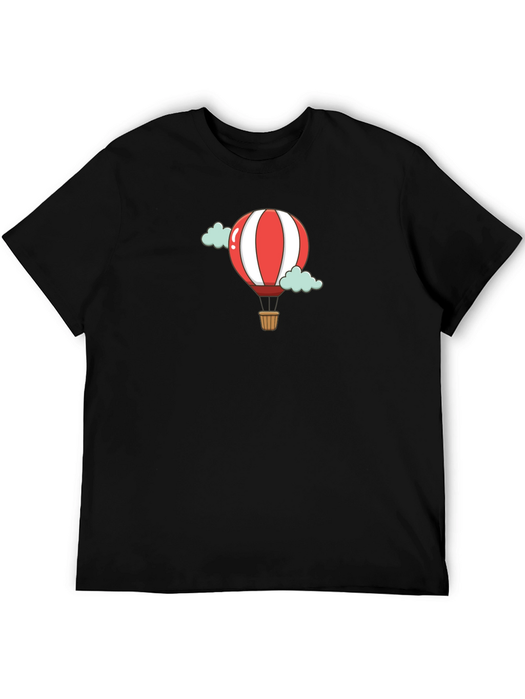 Cartoon Hot Air Balloon Black T-Shirt