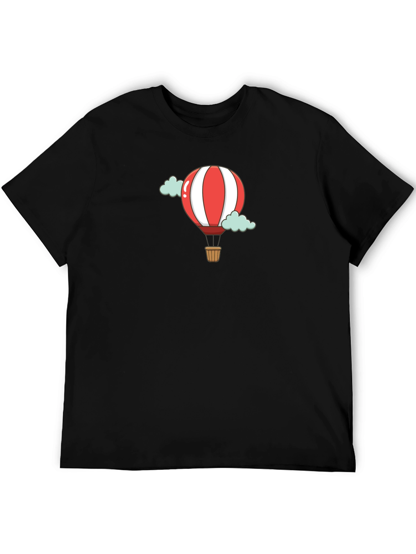 Cartoon Hot Air Balloon Black T-Shirt