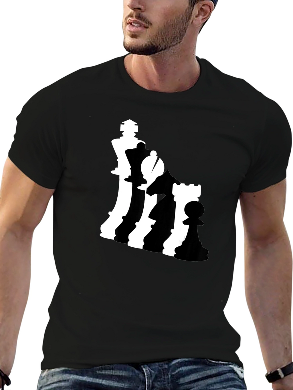 Chess Piece Silhouette Graphic T-Shirt