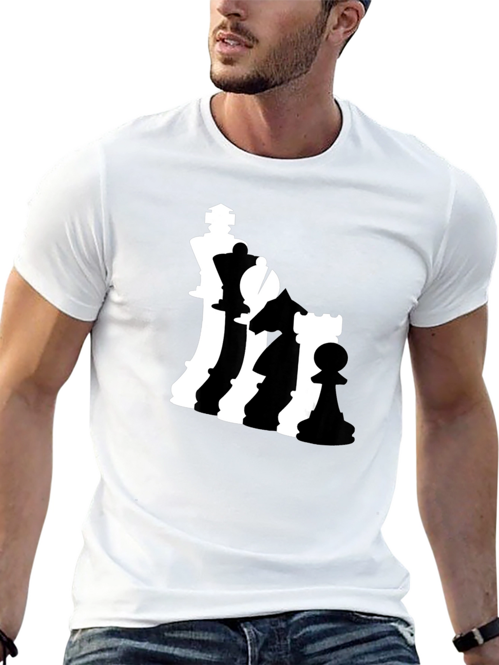 Chess Piece Silhouette Graphic T-Shirt