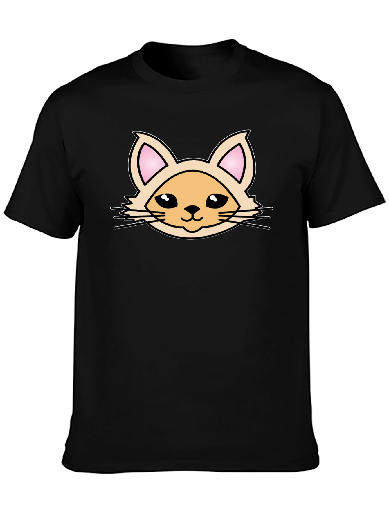 Cute Cartoon Cat Graphic T-Shirt - Black