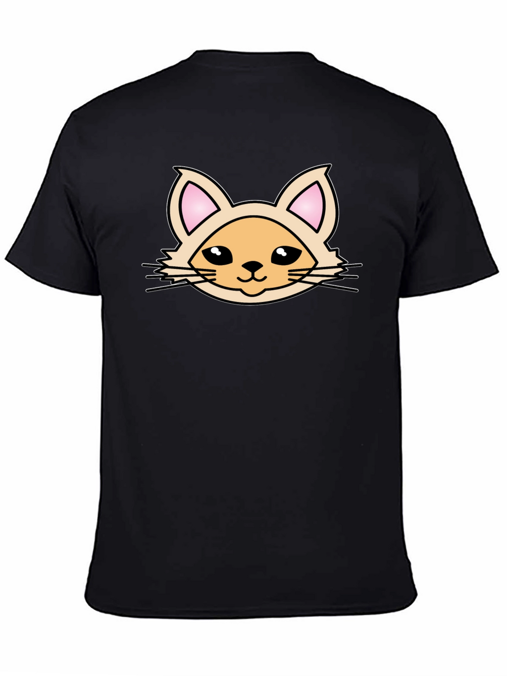 Cute Cartoon Cat Graphic T-Shirt - Black
