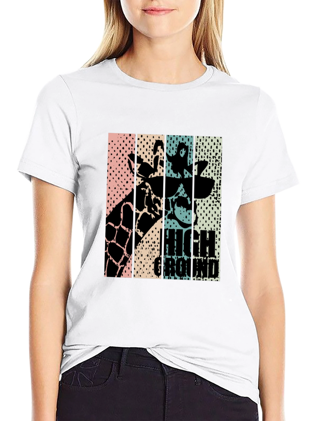 High Ground Giraffe Graphic Tee - Cool Animal Design