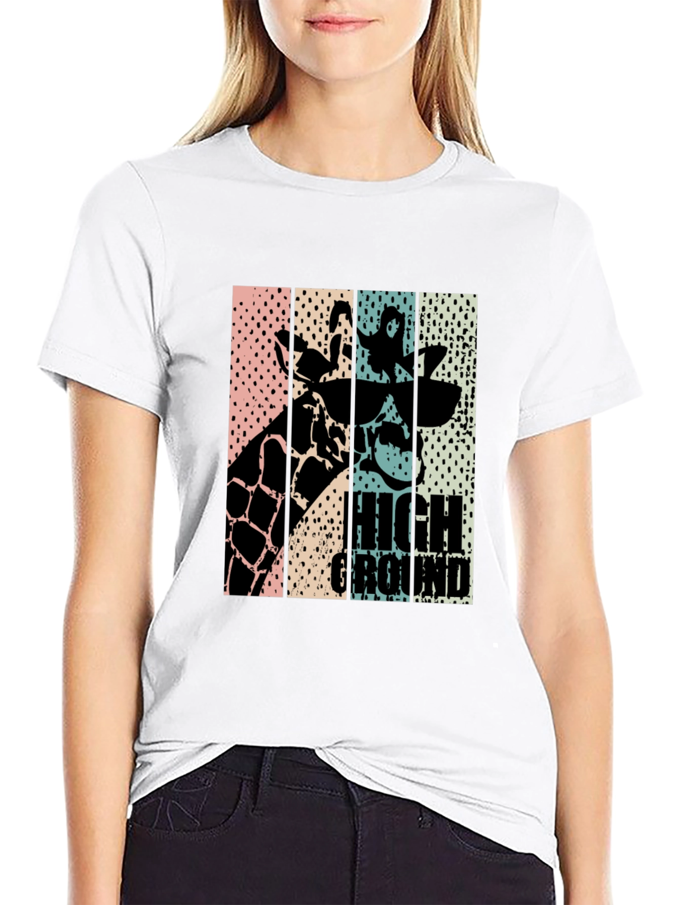 High Ground Giraffe Graphic Tee - Cool Animal Design